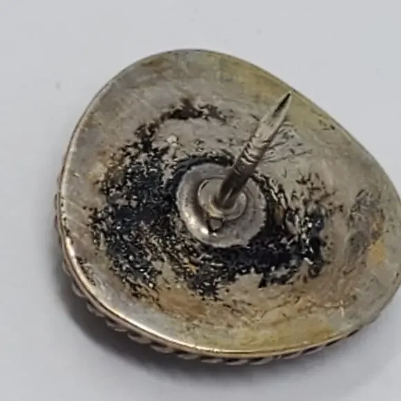 Vintage unmarked Silver with Turquoise Tie Pin/Tack - Picture 2 of 3